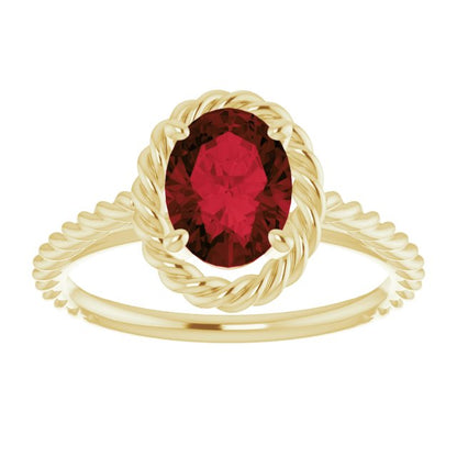 14K Yellow Mozambique Garnet Rope Ring