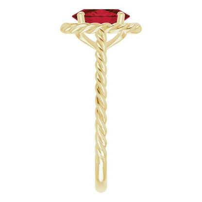 14K Yellow Mozambique Garnet Rope Ring
