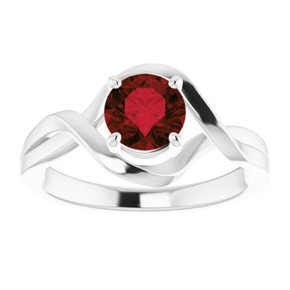14K White Mozambique Garnet Ring