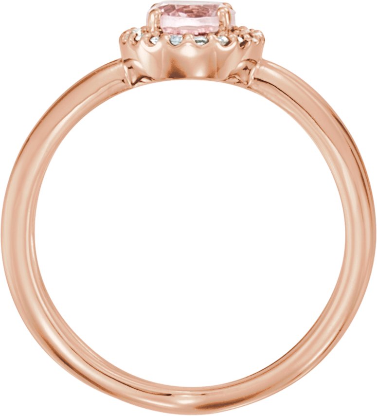 14K Rose Morganite & .08 CTW Diamond Ring