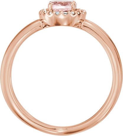 14K Rose Morganite & .08 CTW Diamond Ring