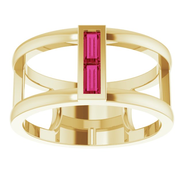 14K Yellow Ruby Baguette Ring