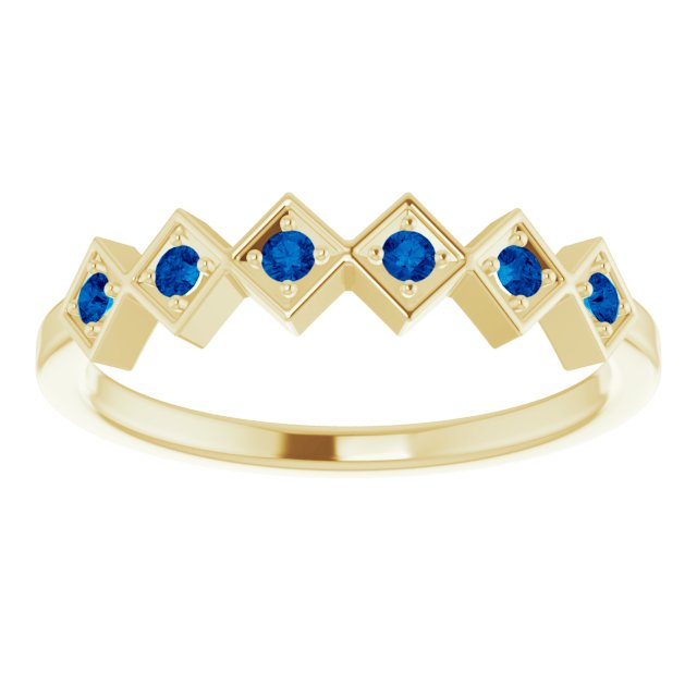 14K Yellow Blue Sapphire Stackable Ring