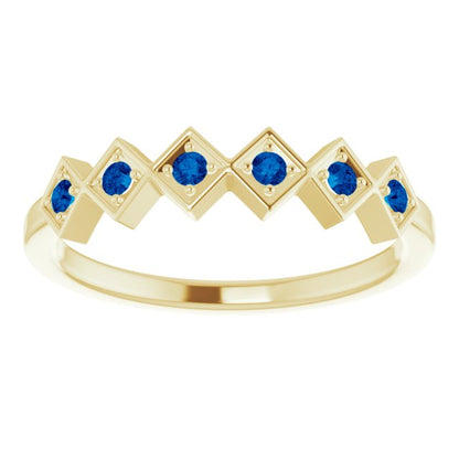 14K Yellow Blue Sapphire Stackable Ring