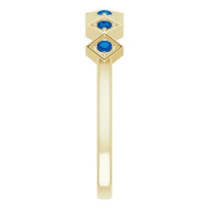 14K Yellow Blue Sapphire Stackable Ring