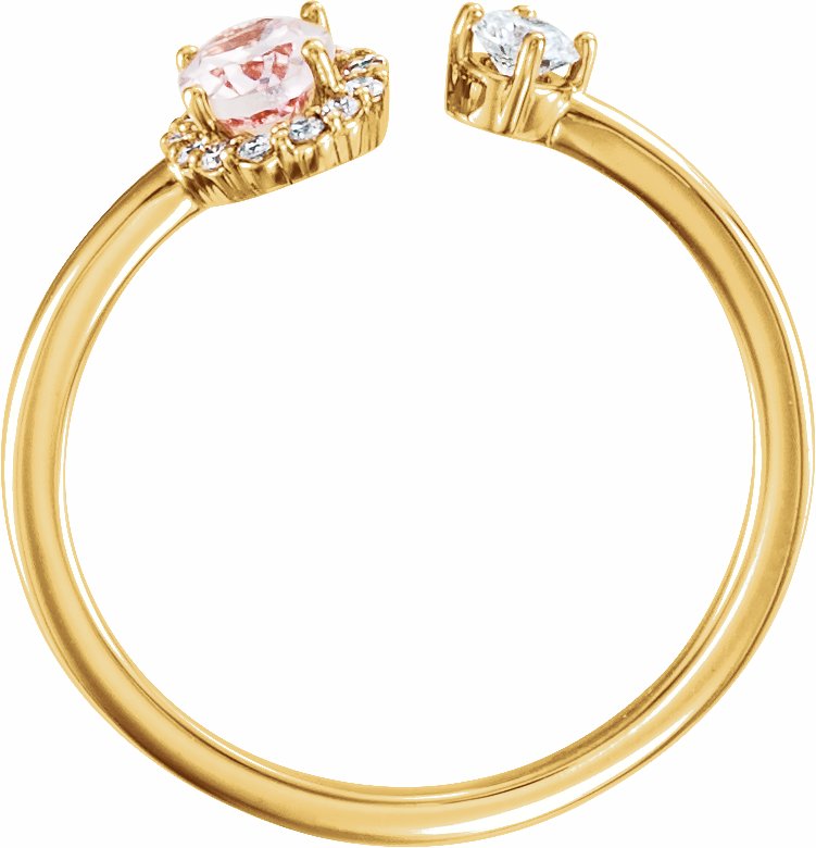 14K Yellow Morganite & 1/6 CTW Diamond Halo-Style Ring
