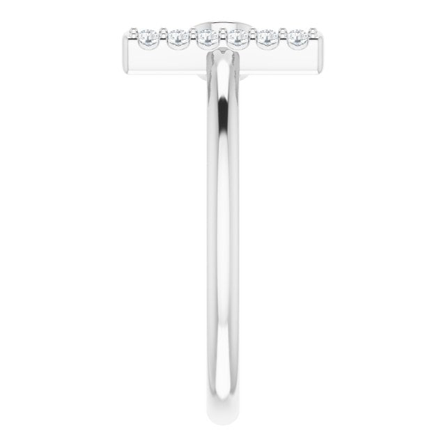 14K White Aquamarine & .06 CTW Diamond Bar Ring