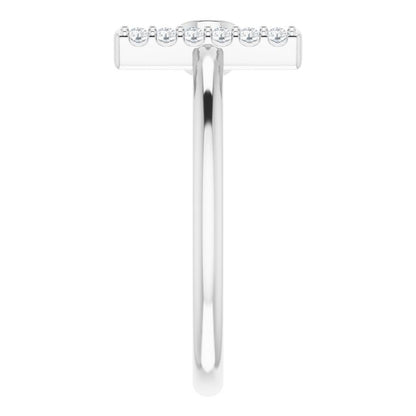 14K White Aquamarine & .06 CTW Diamond Bar Ring