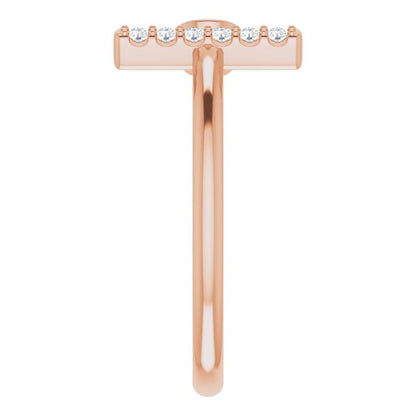 14K Rose Aquamarine & .06 CTW Diamond Bar Ring