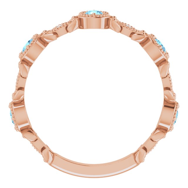 14K Rose Aquamarine & .03 CTW Diamond Leaf Ring