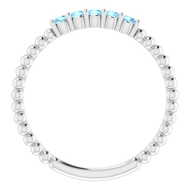 14K White Aquamarine Stackable Ring
