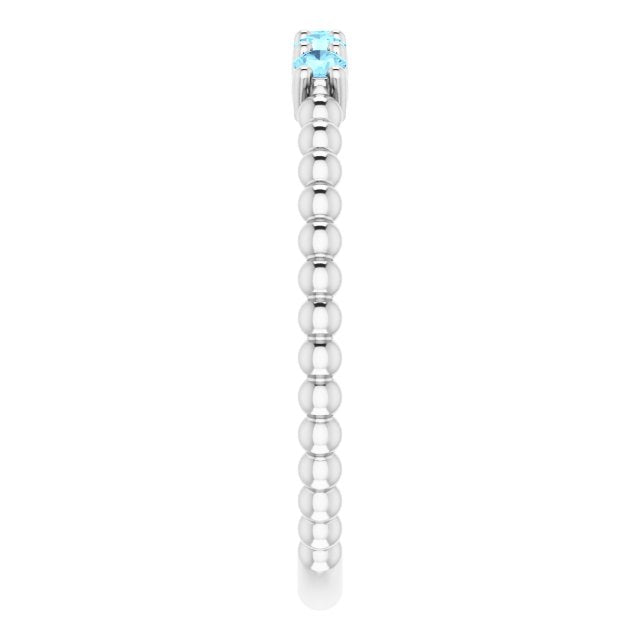 14K White Aquamarine Stackable Ring