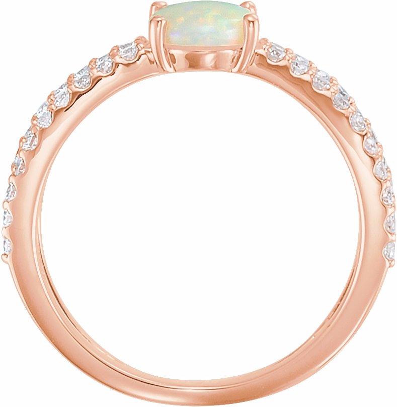 14K Rose Opal & 1/3 CTW Diamond Ring