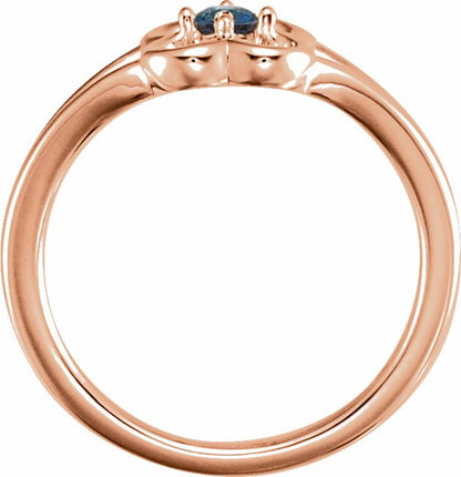 14K Rose Blue Sapphire Youth Flower Ring
