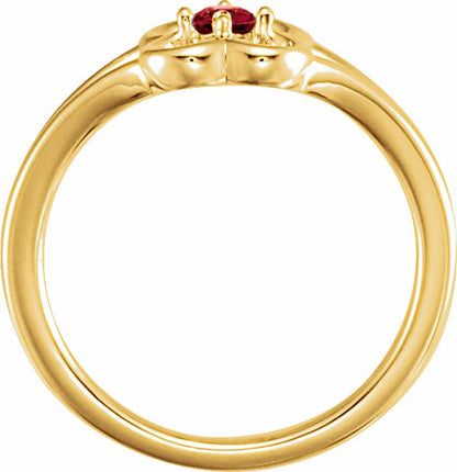 14K Yellow Mozambique Garnet Youth Flower Ring