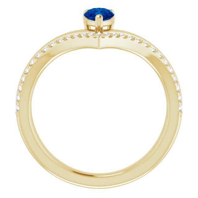 14K Yellow Blue Sapphire & 1/6 CTW Diamond Ring