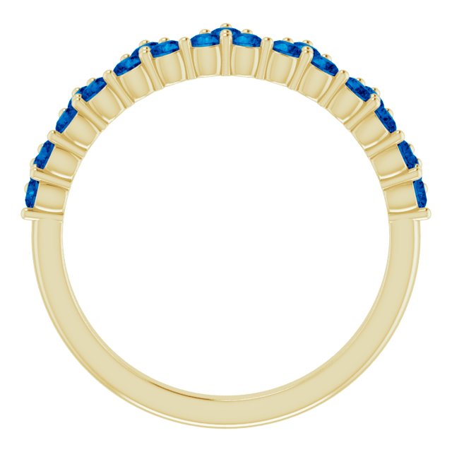 14K Yellow Blue Sapphire Crown Ring