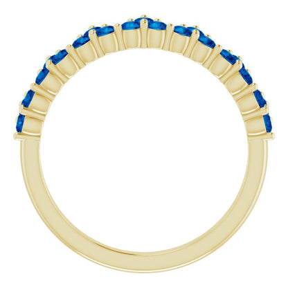 14K Yellow Blue Sapphire Crown Ring