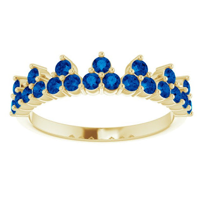 14K Yellow Blue Sapphire Crown Ring