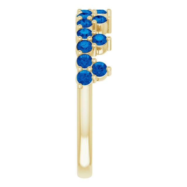 14K Yellow Blue Sapphire Crown Ring