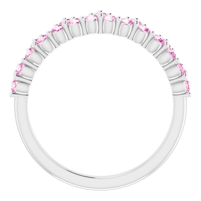 14K White Pink Sapphire Crown Ring