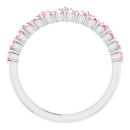 14K White Pink Sapphire Crown Ring