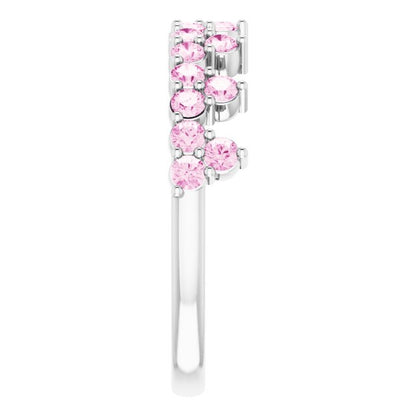 14K White Pink Sapphire Crown Ring