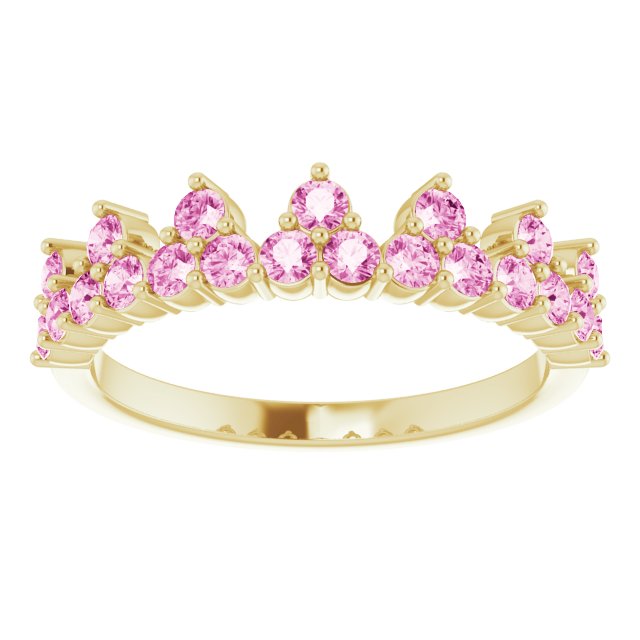 14K Yellow Pink Sapphire Crown Ring