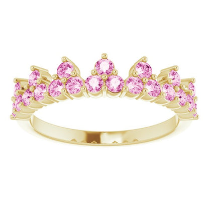 14K Yellow Pink Sapphire Crown Ring