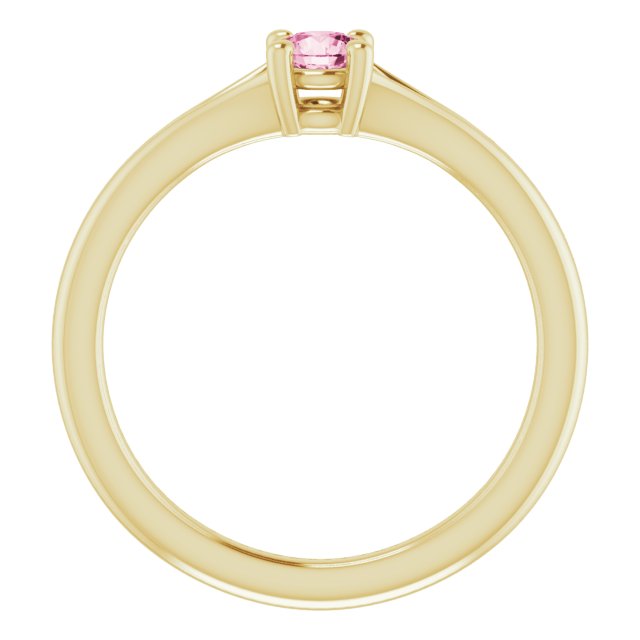 14K Yellow Pink Tourmaline Youth Solitaire Ring