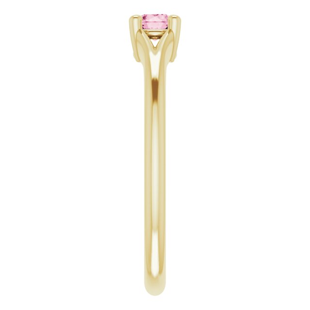 14K Yellow Pink Tourmaline Youth Solitaire Ring