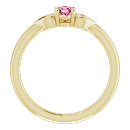 14K Yellow 5x3 mm Oval Tourmaline Youth Heart Ring