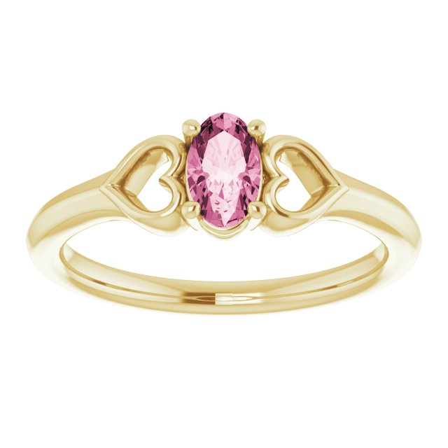 14K Yellow 5x3 mm Oval Tourmaline Youth Heart Ring