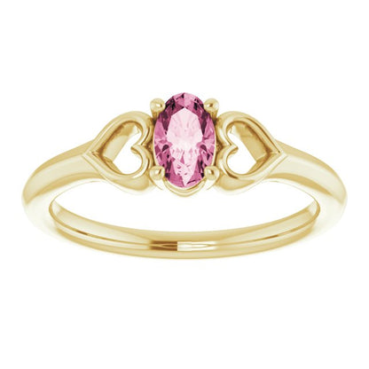 14K Yellow 5x3 mm Oval Tourmaline Youth Heart Ring