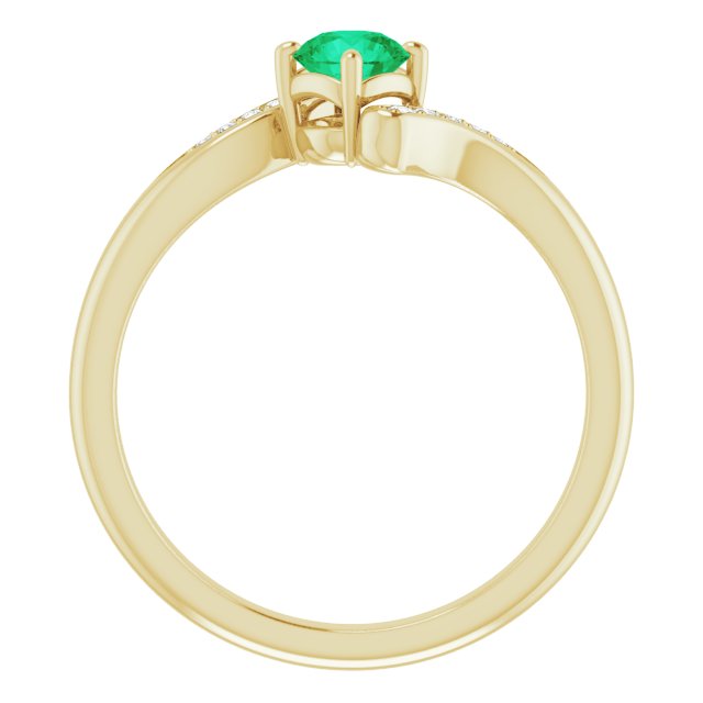 14K Yellow Emerald & .04 CTW Diamond Ring