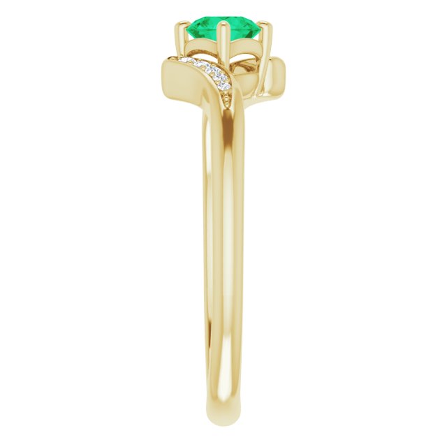 14K Yellow Emerald & .04 CTW Diamond Ring