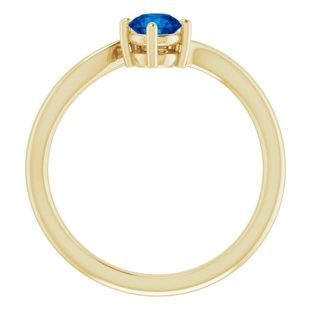 14K Yellow Blue Sapphire & .025 CTW Diamond Ring
