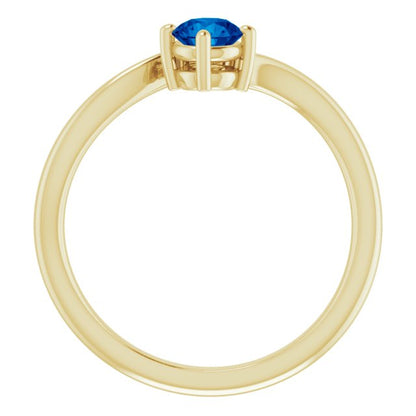 14K Yellow Blue Sapphire & .025 CTW Diamond Ring