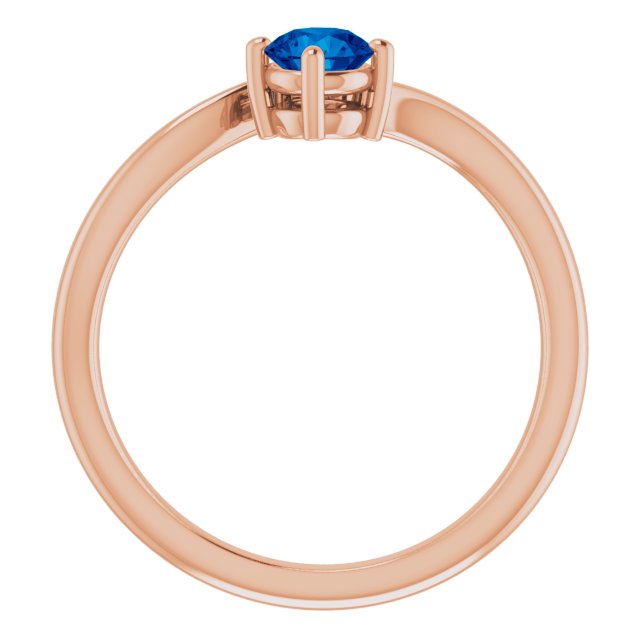14K Rose Blue Sapphire & .025 CTW Diamond Ring