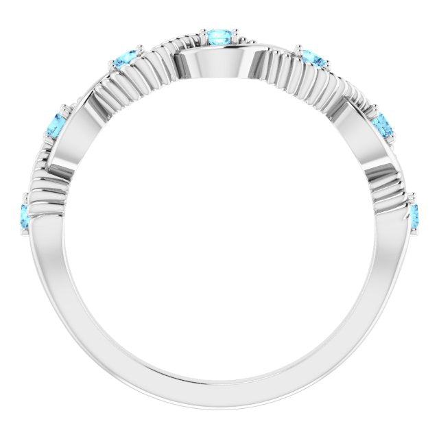 14K White Aquamarine Stackable Ring