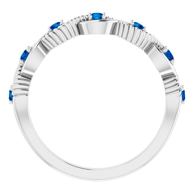 14K White Blue Sapphire Stackable Ring