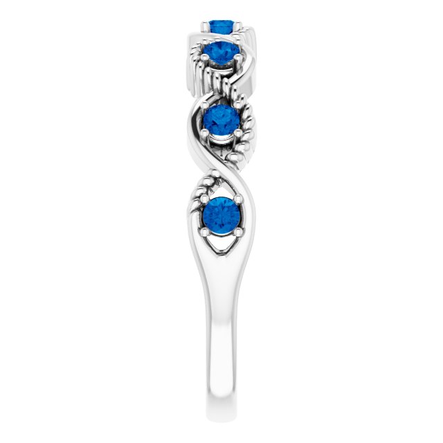 14K White Blue Sapphire Stackable Ring