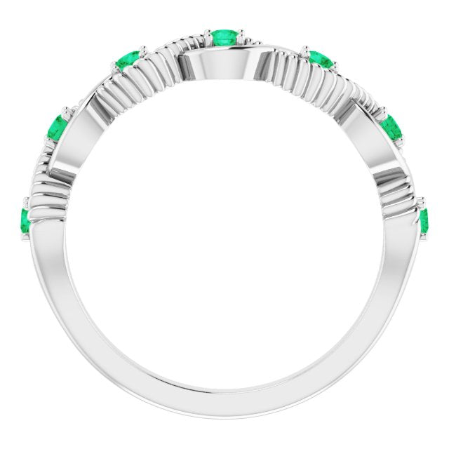 14K White Emerald Stackable Ring