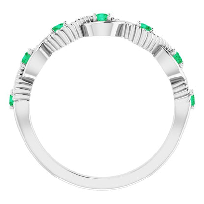 14K White Emerald Stackable Ring