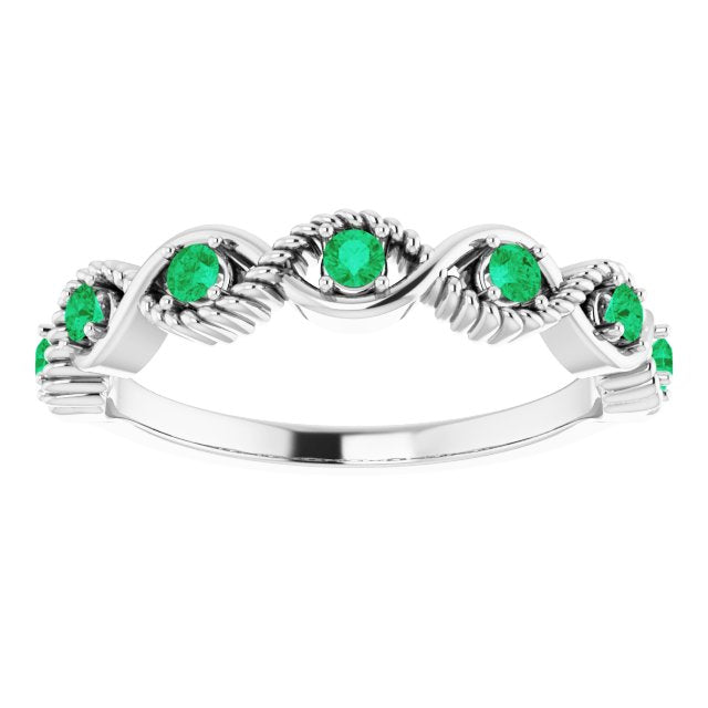 14K White Emerald Stackable Ring