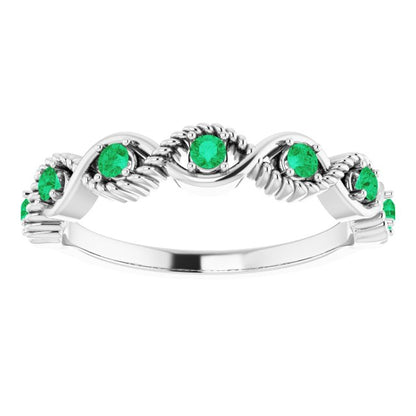 14K White Emerald Stackable Ring