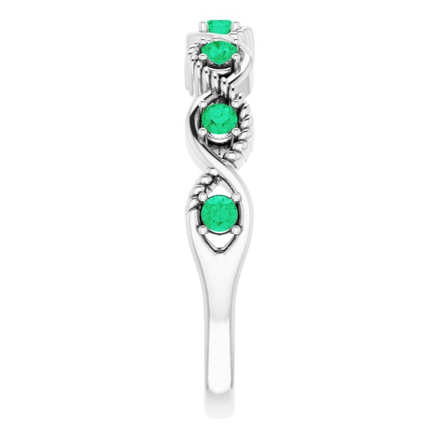 14K White Emerald Stackable Ring