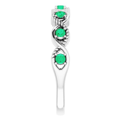 14K White Emerald Stackable Ring