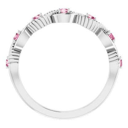 14K White Pink Tourmaline Stackable Ring