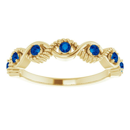 14K Yellow Blue Sapphire Stackable Ring
